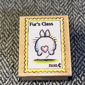 All Night Media Fur’s Class Bunny Rabbit Post Rubber Stamp Vintage RARE HTF